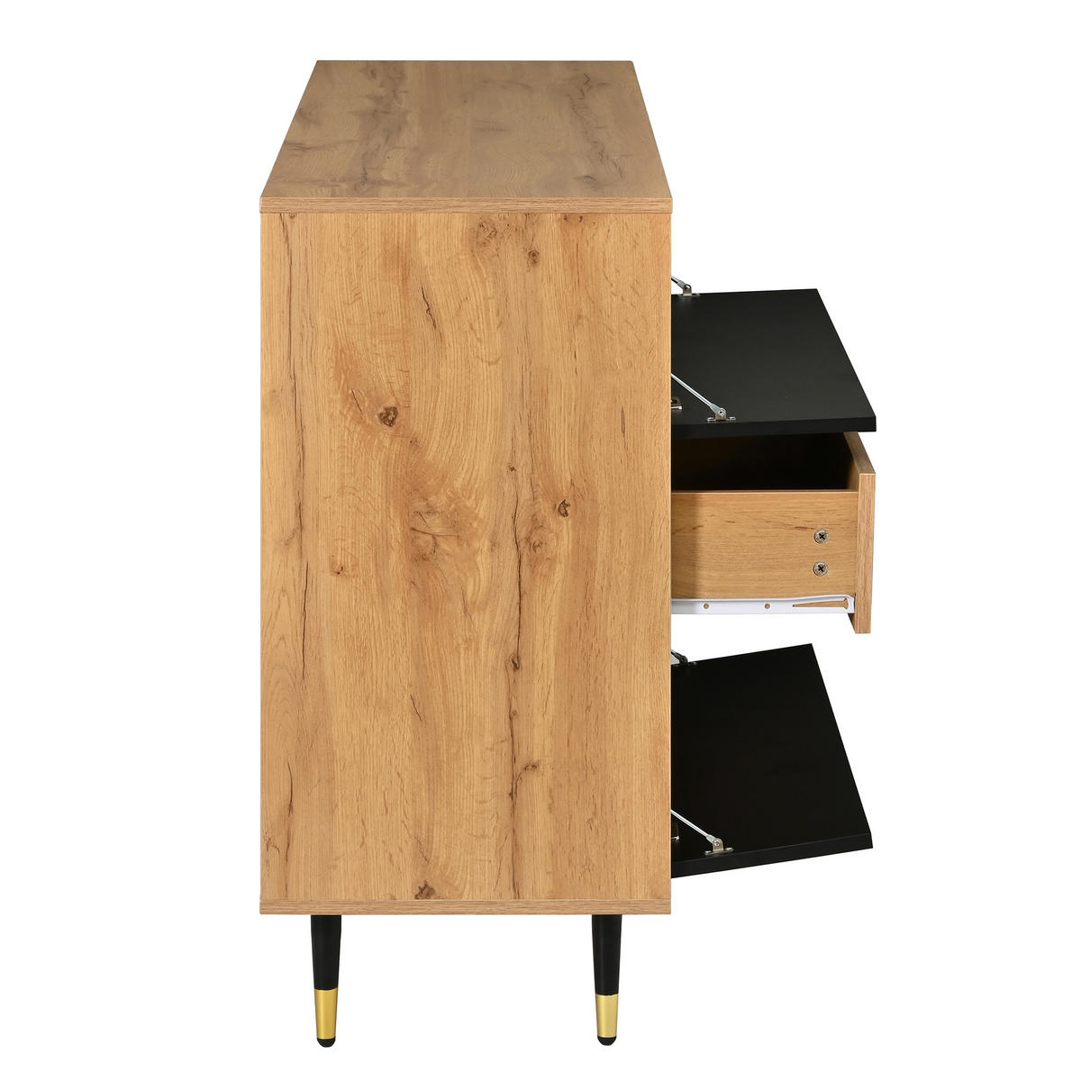 SIDEBOARD Holz Schwarz 2 Schubladen Türen Mittelfach Modern - Multicolor, Holzwerkstoff (140/84.5/40cm) - FLIEKS