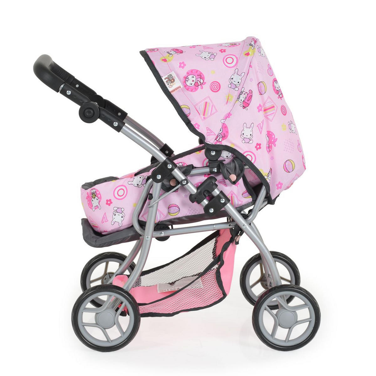 PUPPENWAGEN Kombi 9672 Softtragetasche, Umhängetasche, zusammenklappbar, ab 3 Jahren - Grau, Metall (33/59/55cm) - Moni