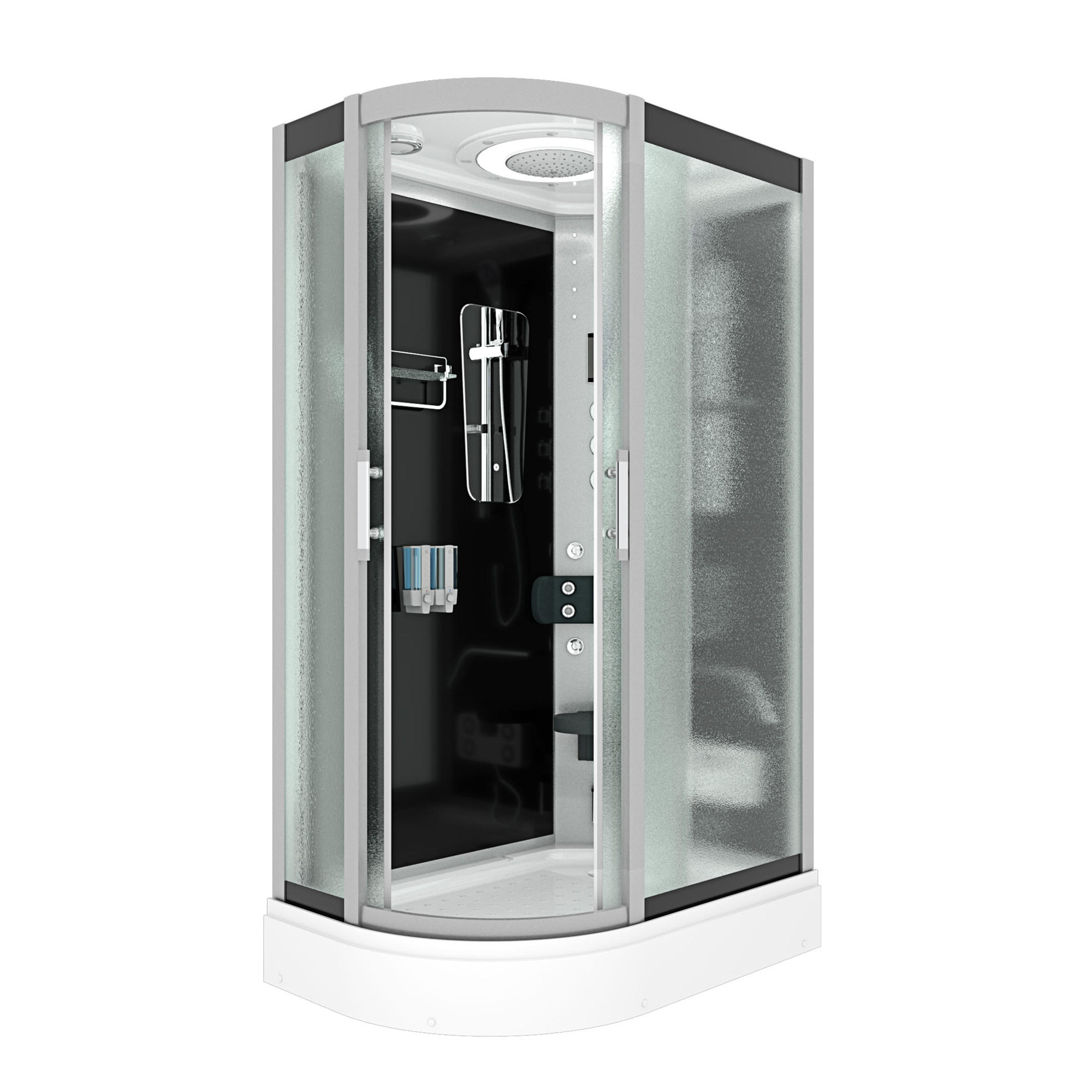 DUSCHE Duschkabine D60-73M1L-EC Schwarz 120x80 - Schwarz, Glas/Kunststoff (120/80/215cm) - AcquaVapore by Sandra Jentho