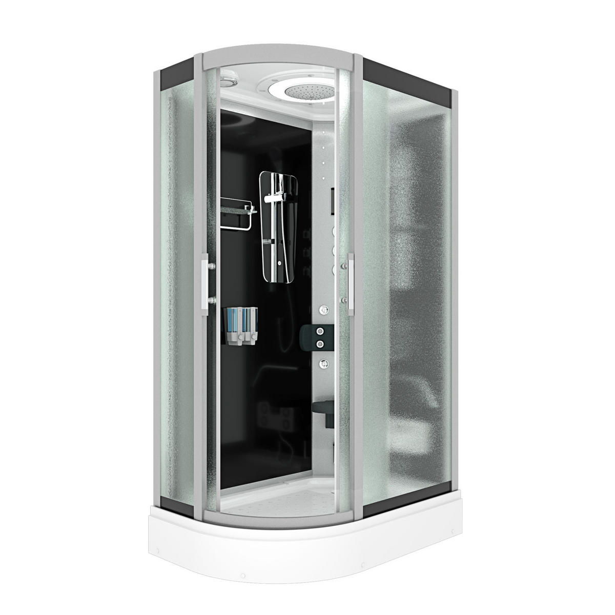 DUSCHE Duschkabine D60-73M1L-EC Schwarz 120x80 - Schwarz, Glas/Kunststoff (120/80/215cm) - AcquaVapore by Sandra Jentho