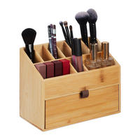 KOSMETIK-ORGANIZER - Hellbraun, Holz/Textil (25.5/19/12.5cm) - Relaxdays