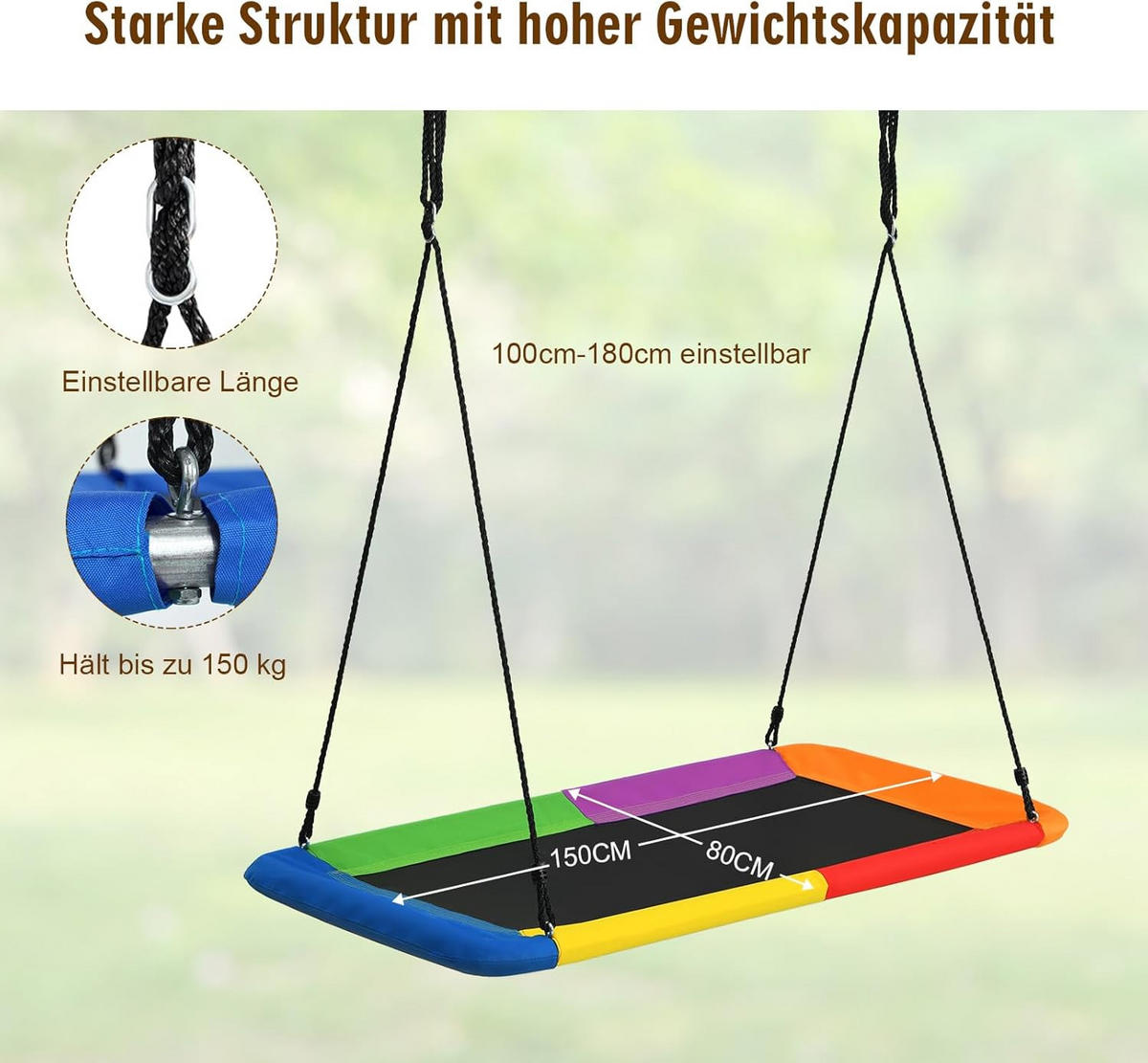 NESTSCHAUKEL Bunt - Multicolor, Textil (150/180/80cm) - COSTWAY