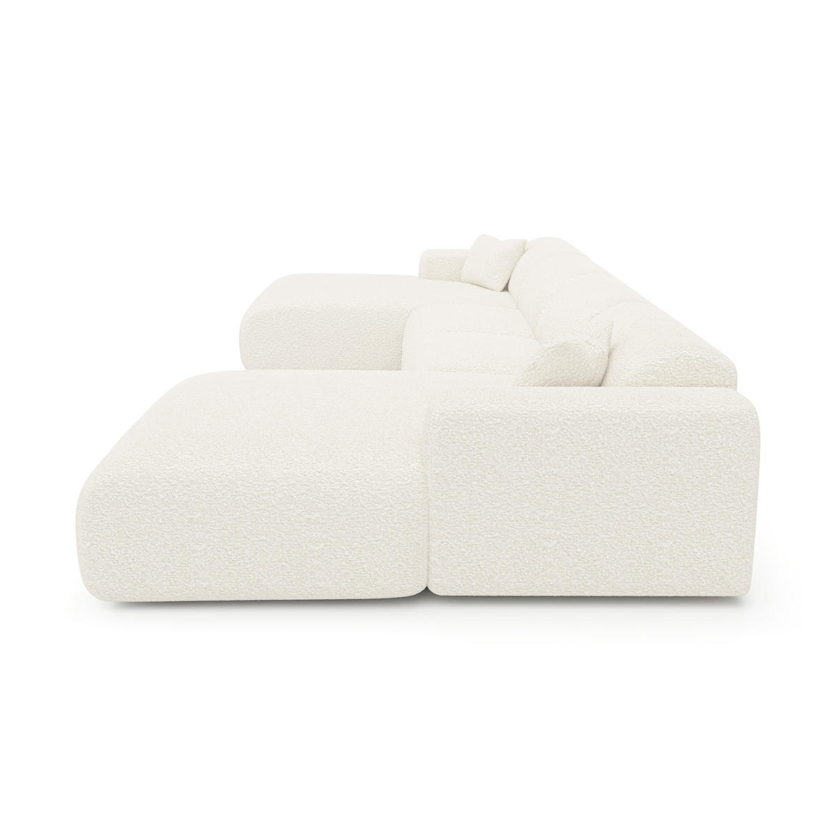 WOHNLANDSCHAFT Bouclé-Stoff Creme 366cm - Creme, Textil (366/73/165cm) - Sia Home