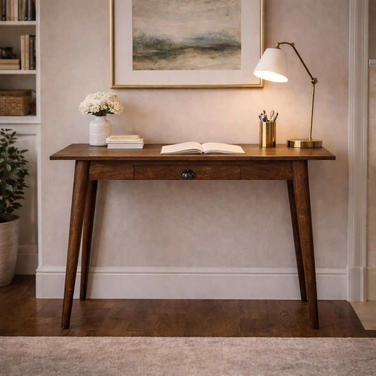 SCHREIBTISCH Klassisches Grau-Finish, 1 Schublade, Dunkelbraun - Dunkelbraun/Braun, Holz (80/35/77cm) - Artisan Furniture