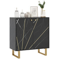 SIDEBOARD Schwarz Marmor-Optik, 2 Türen, 76/35/77 cm - Schwarz, Holz (76/77/35cm) - PANGIVO