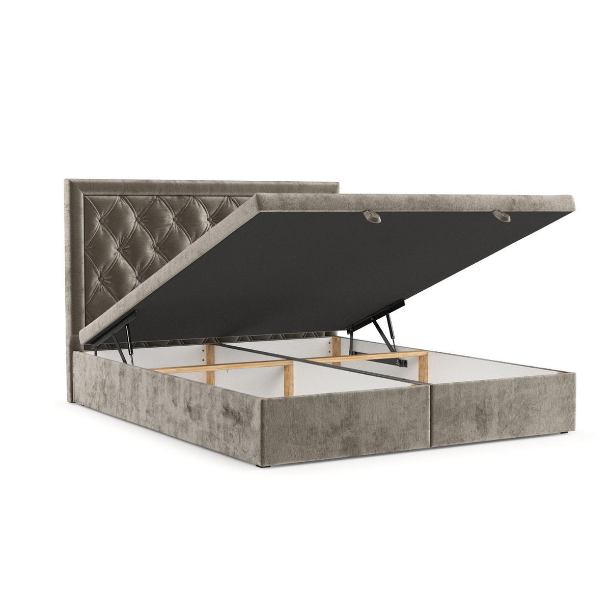 POLSTERBETT Nicobar mit Stauraum 200/200 cm Beige im Lotta Stoff - Beige/Schwarz, Holz/Holzwerkstoff (200/200cm) - AltaBeds