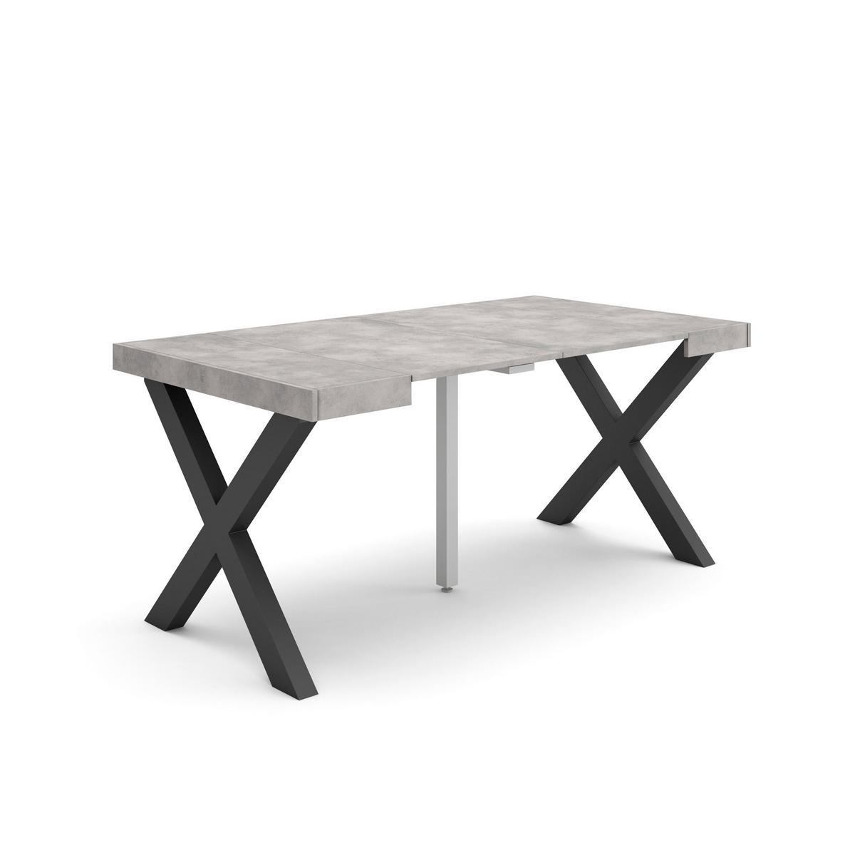 KONSOLENTISCH ausziehbar 58 bis 160cm, für 8 Gäste, zementgrau, 90/58/73cm - Grau, Holzwerkstoff (90/160/73cm) - Skraut Home