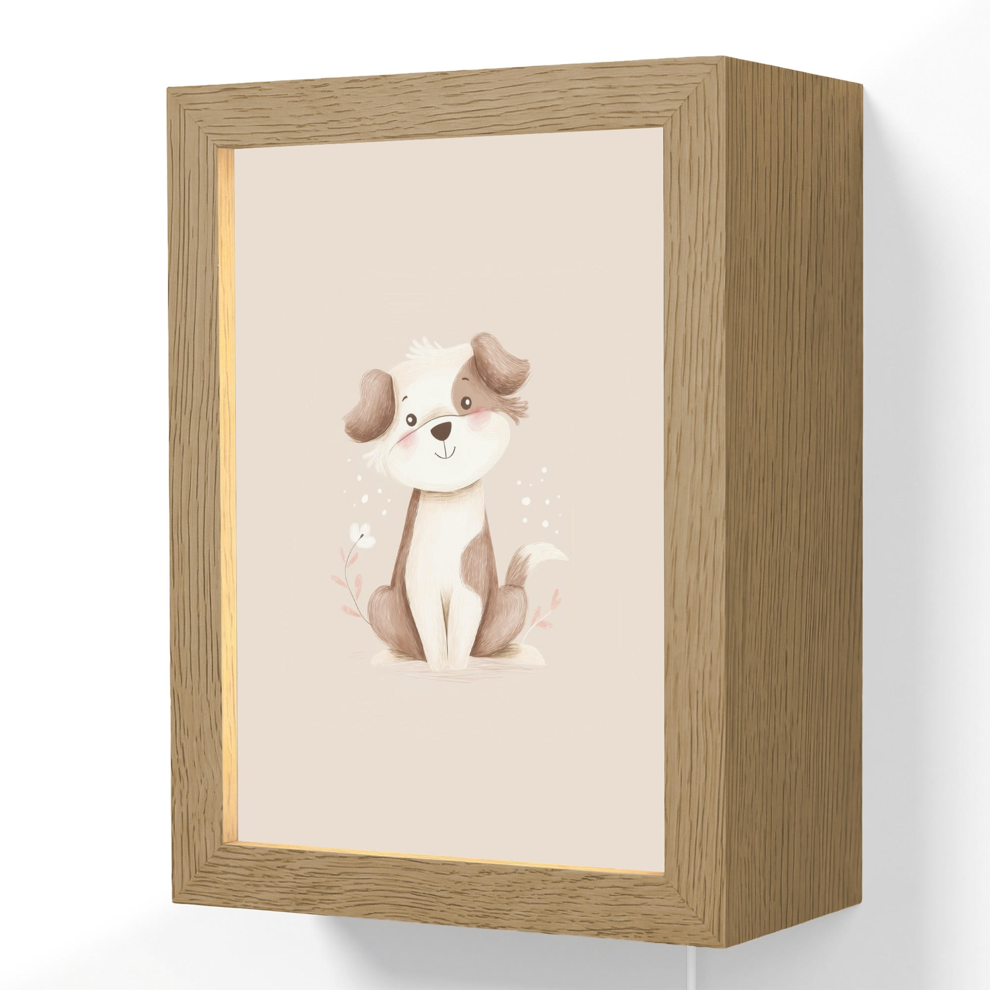 NÁSTENNÉ SVIETIDLO Pes - škvrnitý - hnedý 15x20 cm - béžová, kompozitné drevo (15/20/8cm) - OnlyWow
