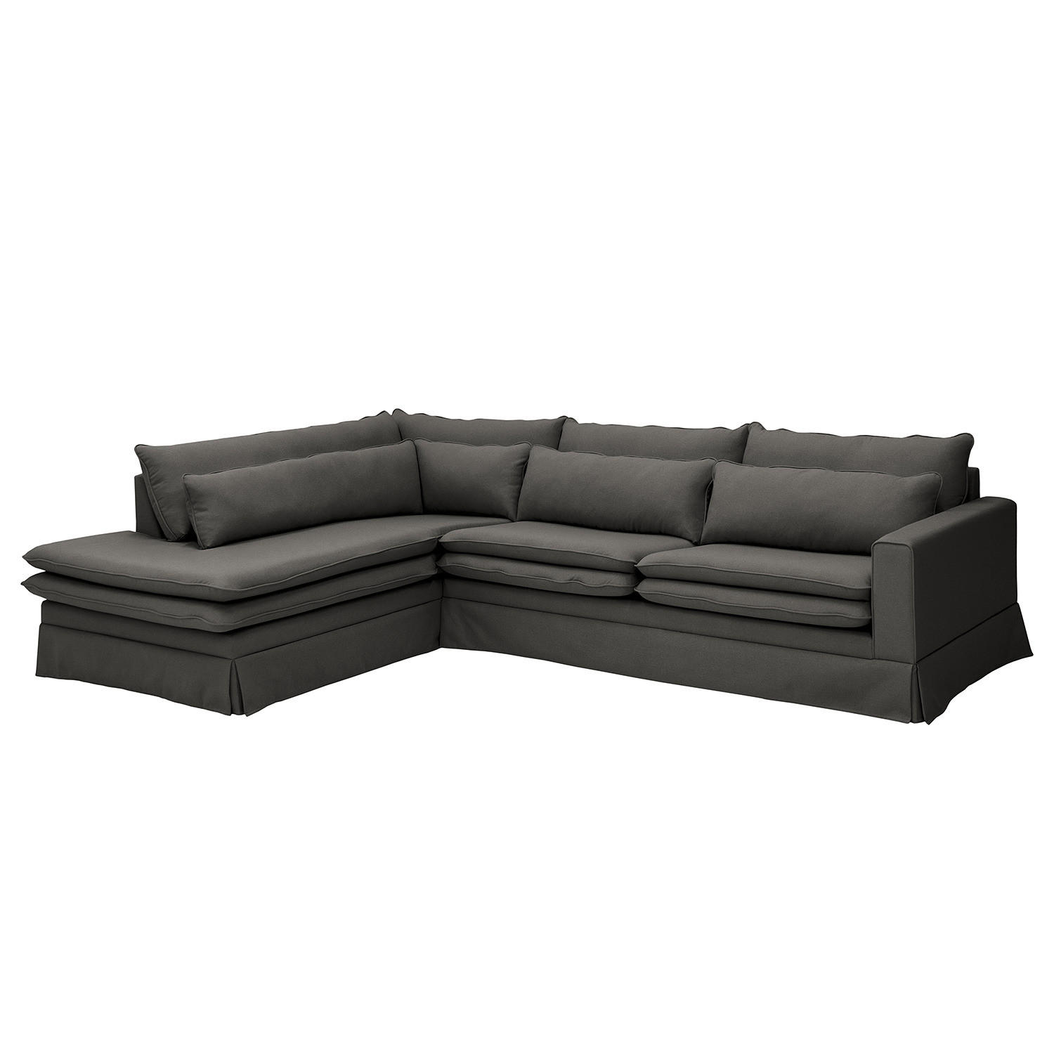 ECKSOFA mit Husse - Ottomane, Webstoff - Anthrazit/Schwarz, Kunststoff/Textil (299/222cm) - home24
