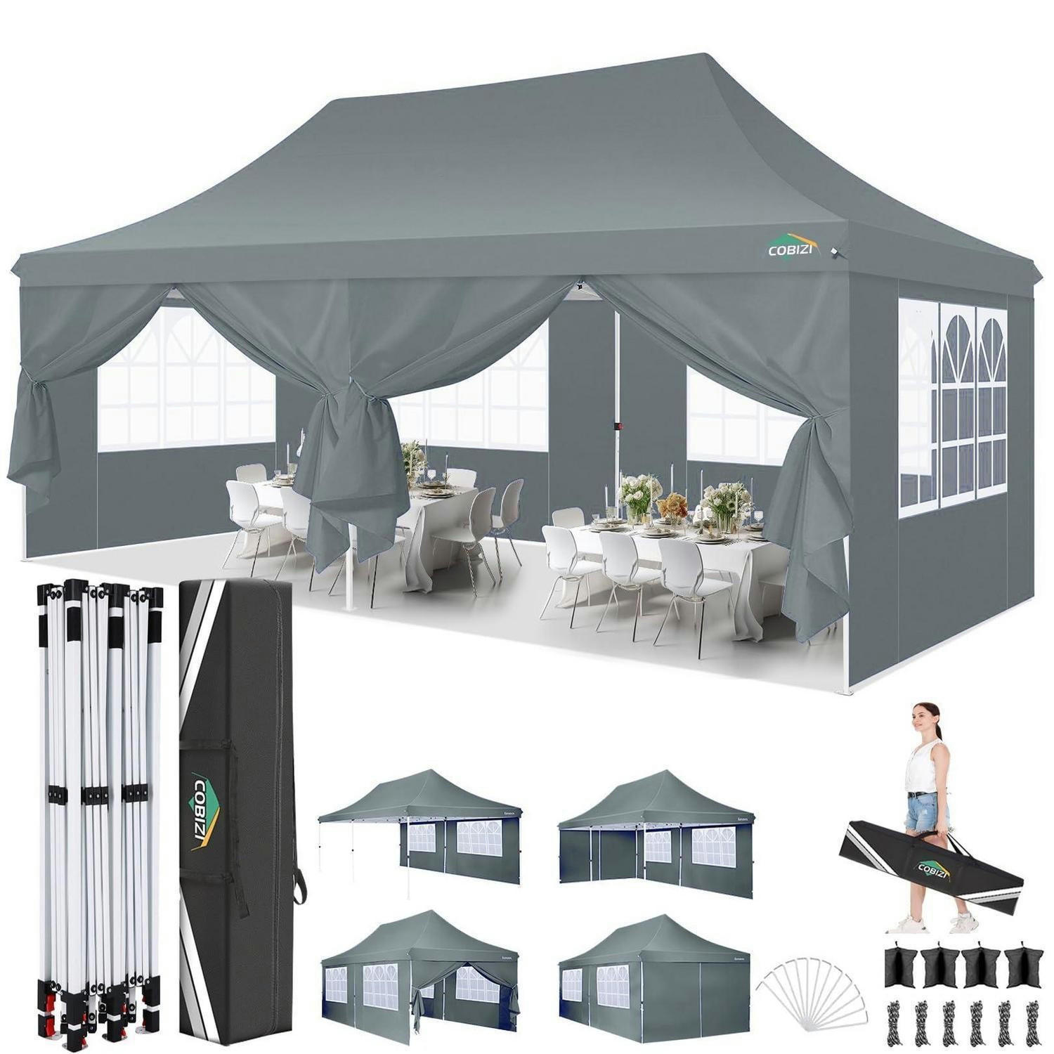 FALTPAVILLON 3x6m Grau Wasserdicht UV50+ - Grau, Textil (300/300/600cm)