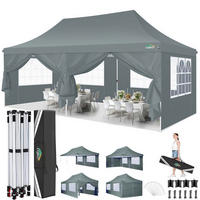 FALTPAVILLON 3x6m Grau Wasserdicht UV50+ - Grau, Textil (300/300/600cm)