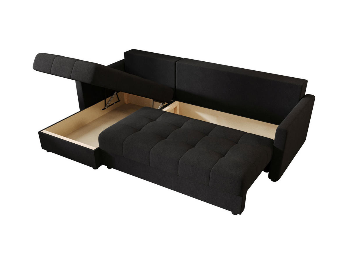 ECKSOFA MOS L BIS Cosmic 100 Links mit Schlaffunktion - Schwarz, Textil (220/143cm) - Bedante