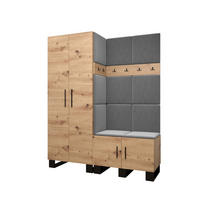 GARDEROBEN-SET 196/158/45,6 - Schwarz/Eiche Artisan, Holz/Kunststoff (158/196/45.6cm) - Abiks Möbel