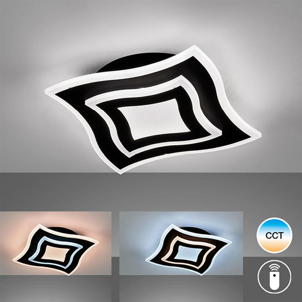 LED DECKENLEUCHTE Metall Schwarz - Schwarz, Metall (32.5/32.5/6cm)