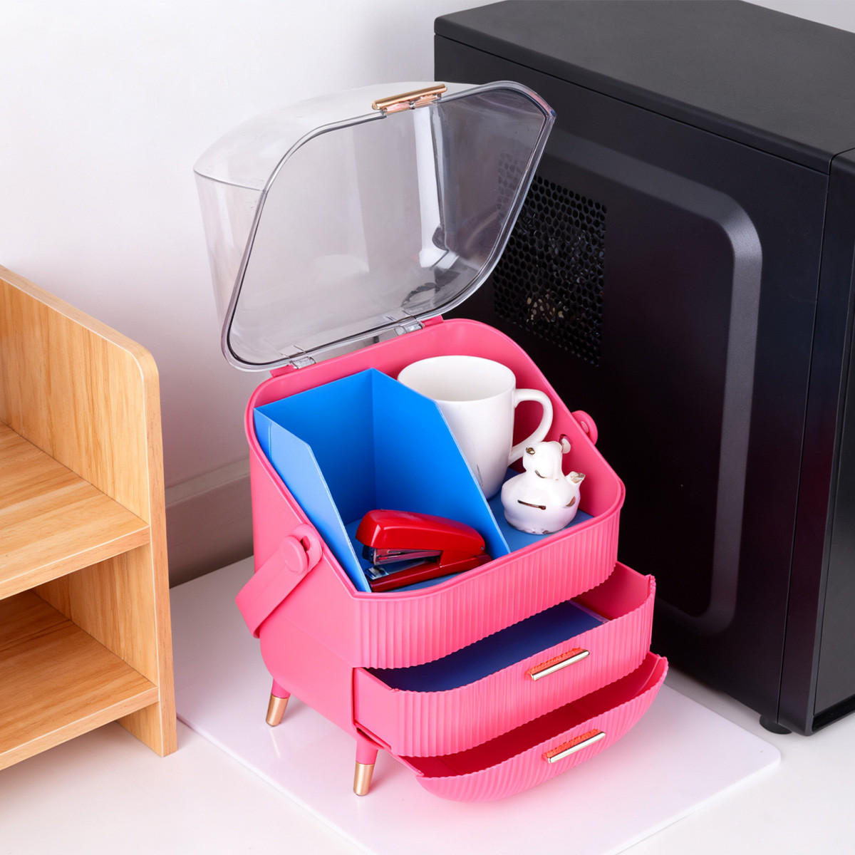 KOSMETIK ORGANIZER Kaelis 29/19/38 cm - Rosa, Kunststoff (19/38/29cm) - ZMH