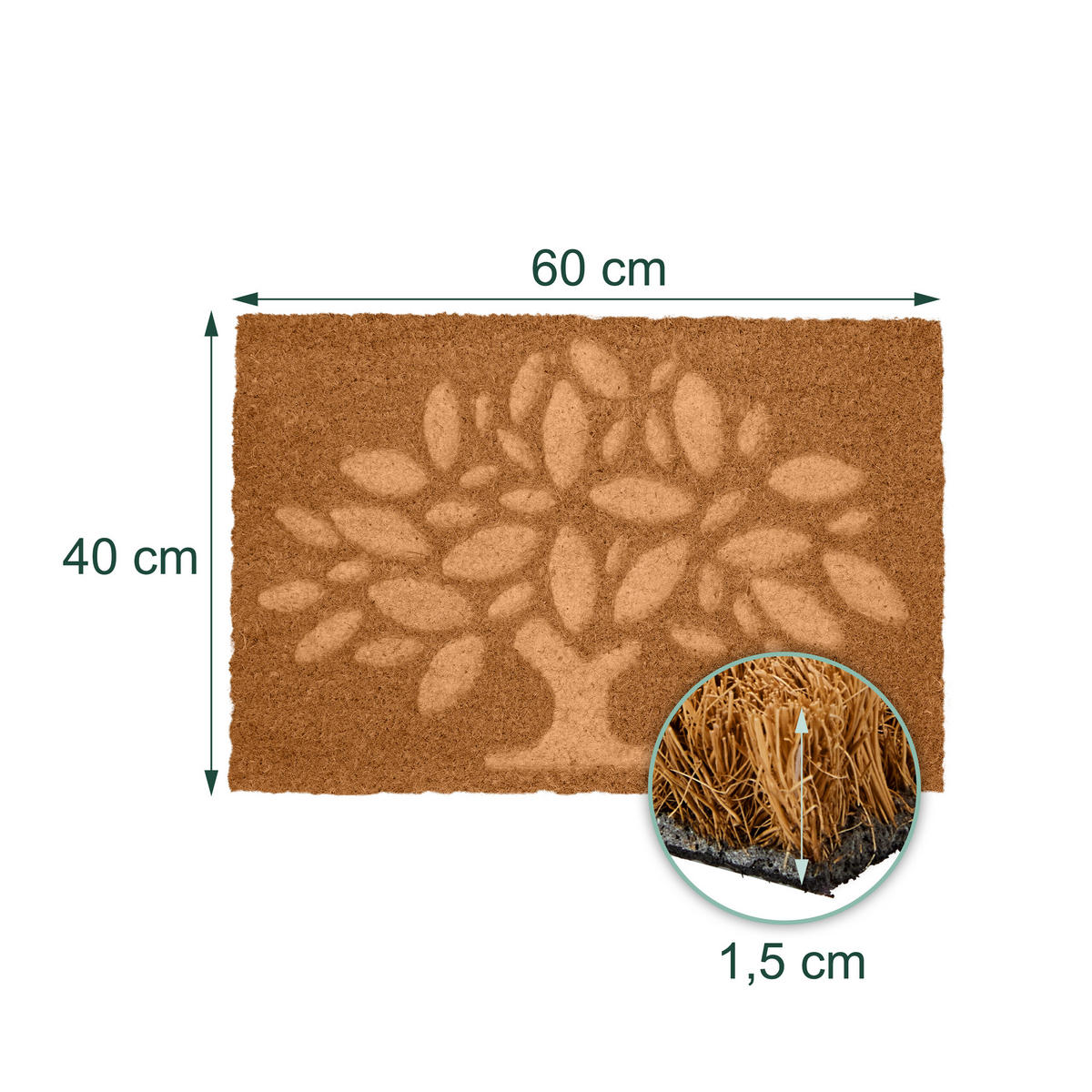 ROHOŽ - svetlohnedá, textil/plast (60/40cm) - Relaxdays