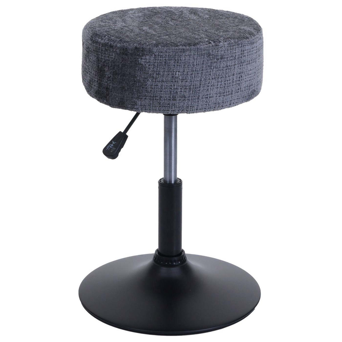 HOCKER 2er-Set höhenverstellbar und drehbar Sitzhöhe 45-57cm Ø 37cm Stoff Chenille Dunkelgrau - Grau, Textil (37/57/37cm) - PROREGAL