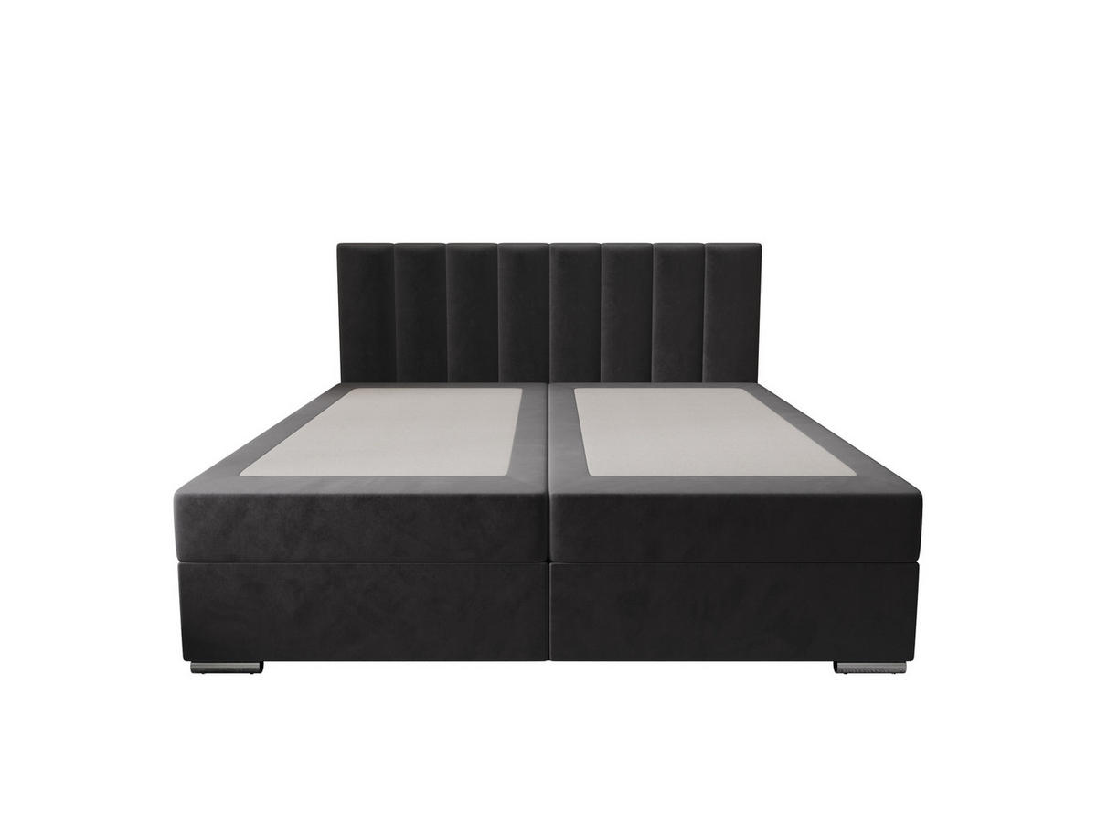 BOXBETT ZILANO 2 mit Matratze H3 und Topper 140x200 Itaka 27 - Dunkelgrau, Holz/Textil (140/200cm) - Bedante