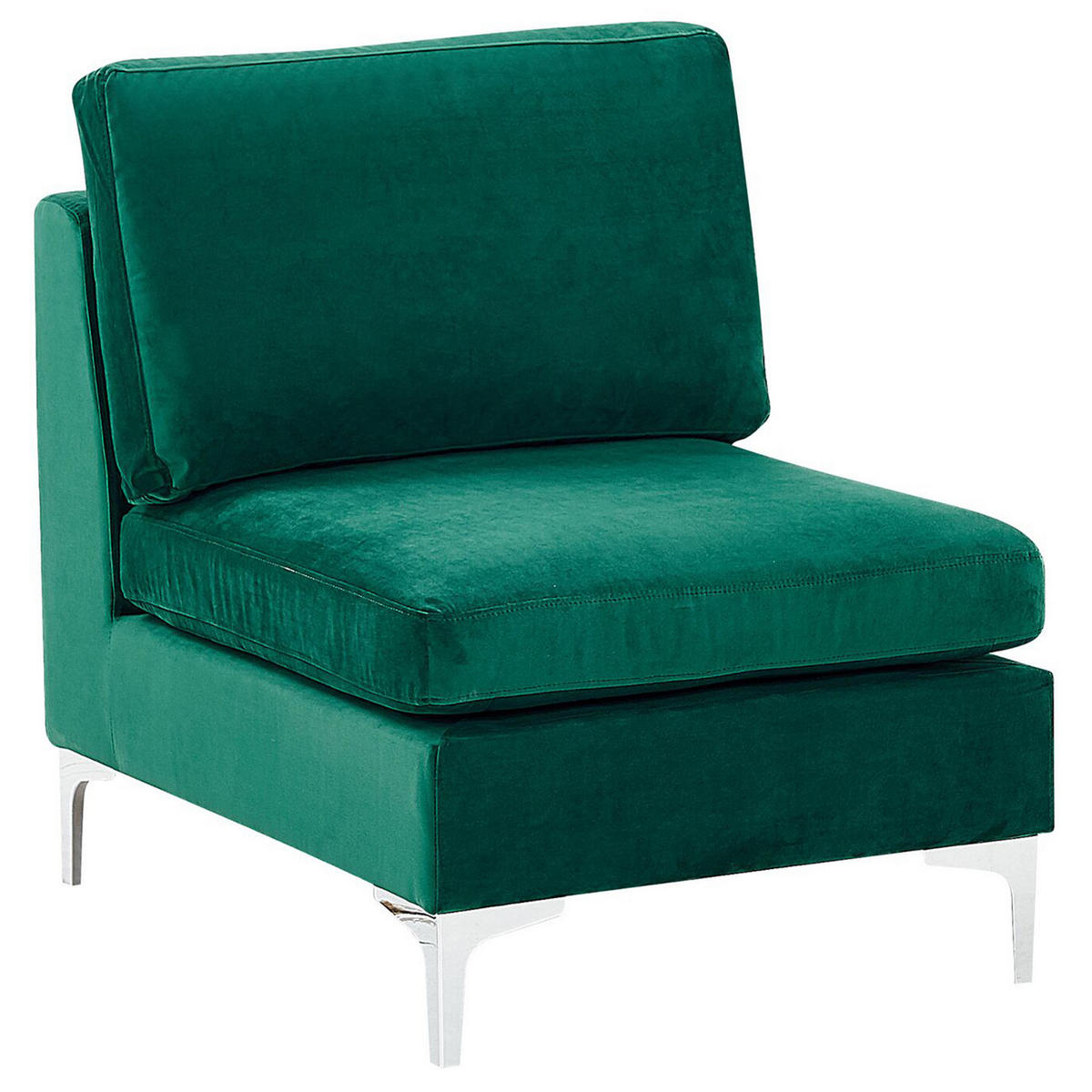 3-SITZER-MODULSOFA Samtstoff grün mit Metallbeinen Evja - Grün, Textil (235/84/85cm) - Beliani
