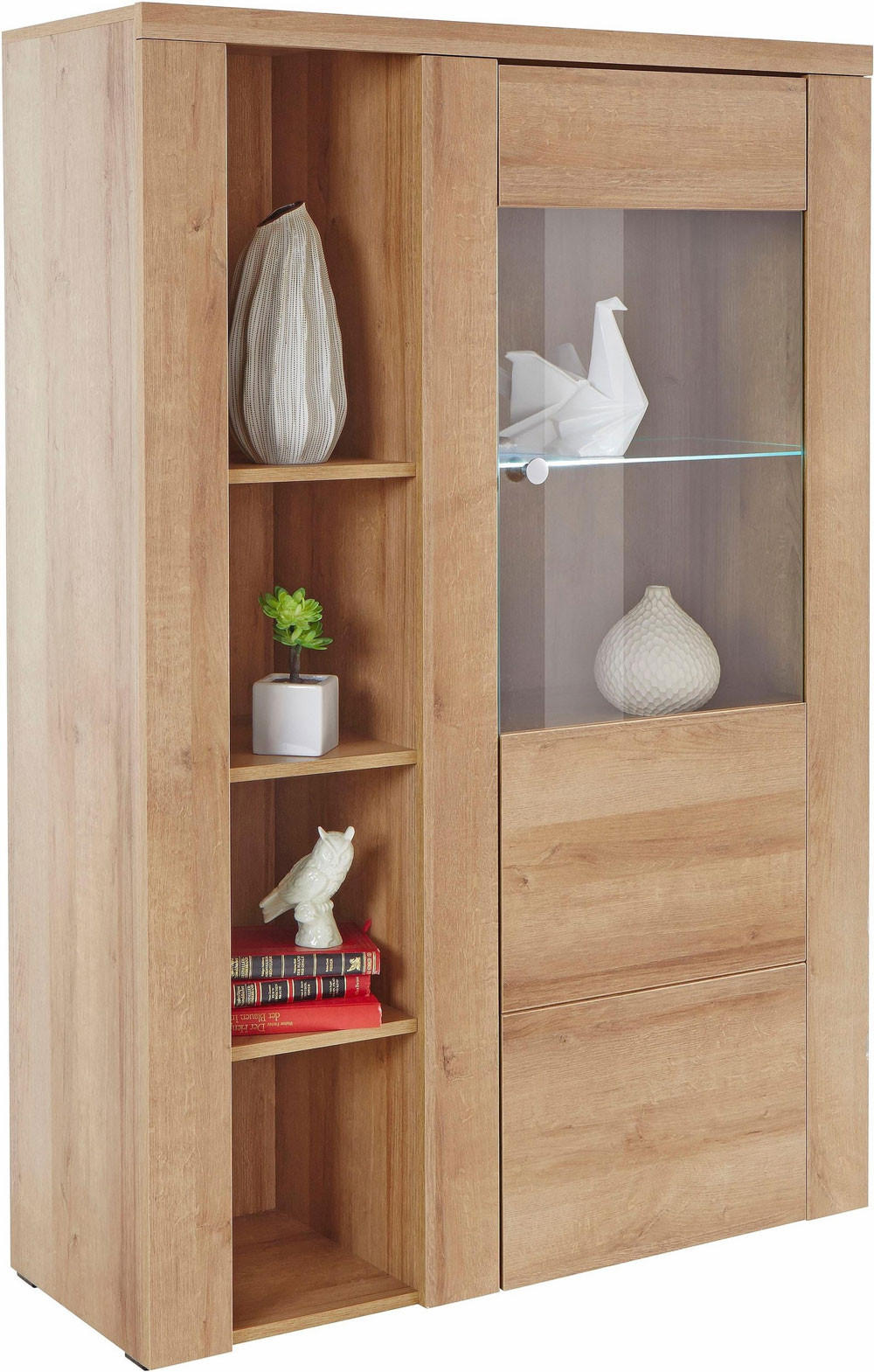 VITRINE Larona Eiche Riviera 100 / 37 /145cm - Hellbraun/Eichefarben, Holz/Holzwerkstoff (100/145/37cm) - Feldmann-Wohnen