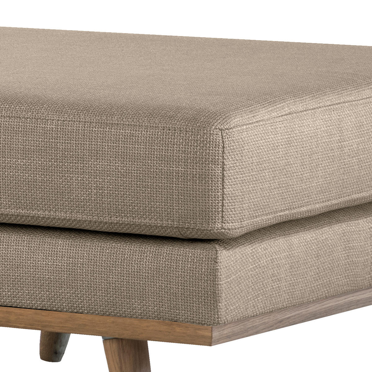 POLSTERHOCKER - Taupe/Eichefarben, Eichenholz/Textil (85/43/60cm) - home24