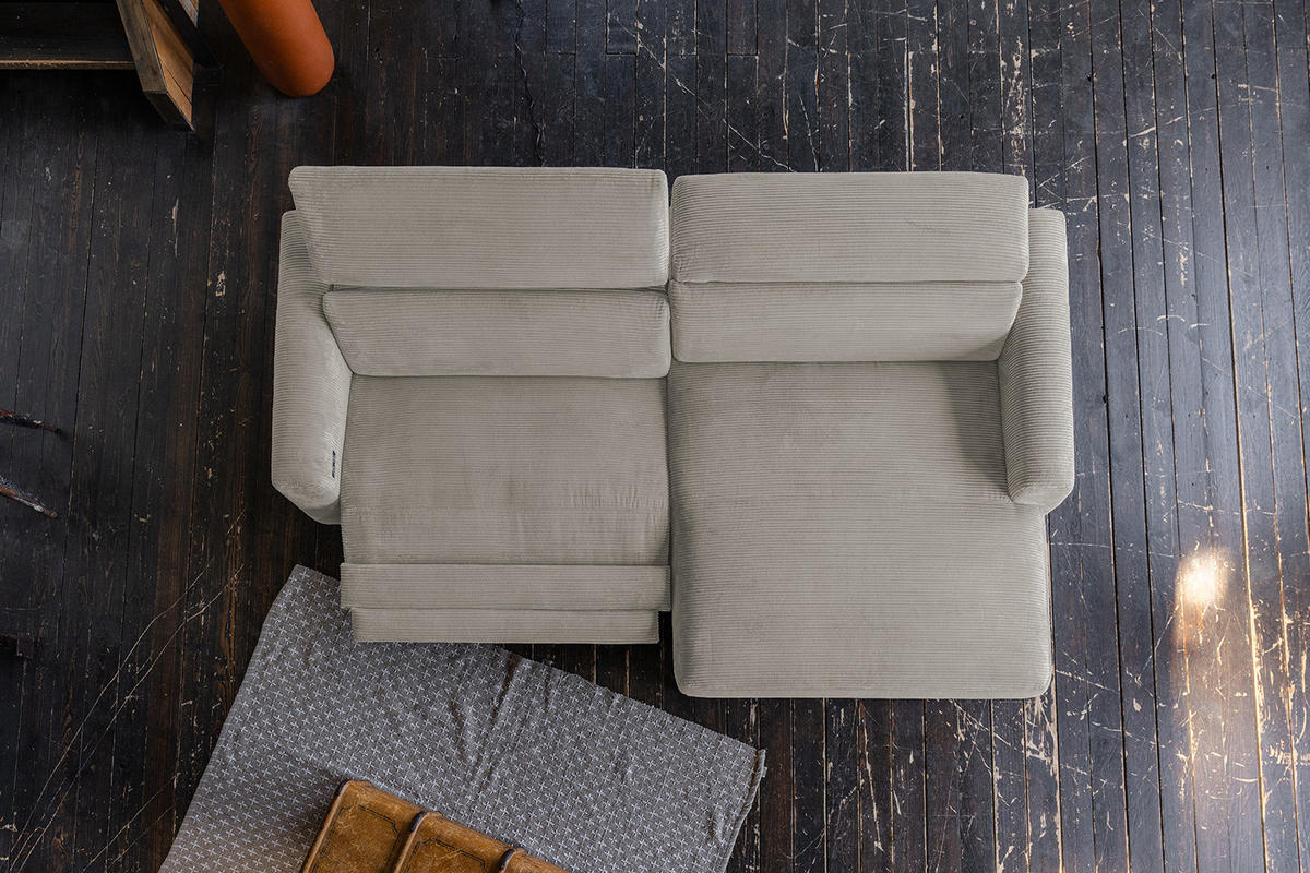 ECKSOFA LAISKA Steingrau Cord Relaxfunktion - Schwarz/Grau, Textil/Metall (282/177cm) - KAWOLA