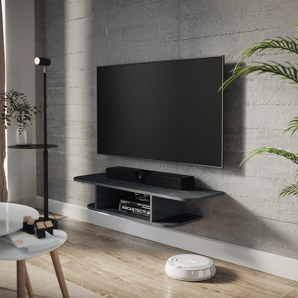 TV-SCHRANK Lorio Schwarz Beton 105 x 18.2 cm offene Fächer - Schwarz, Holzwerkstoff (105/18.2/30cm) - Vicco