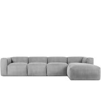ECKMODULSOFA-RECHTS BUFFO 6-Sitzer mit extrem weicher Sitzfläche, Kordstoff, hellgrau - Hellgrau, Textil (377/180cm) - KONSIMO®