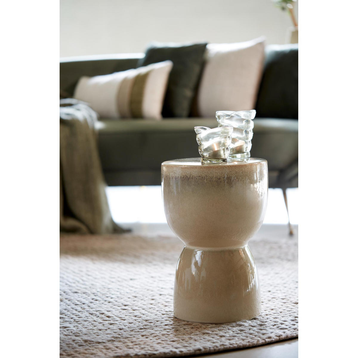 BEISTELLTISCH Finca Weiß 28.5/28.5/42 cm - Weiß, Keramik (28.5/28.5/42cm) - Light & Living