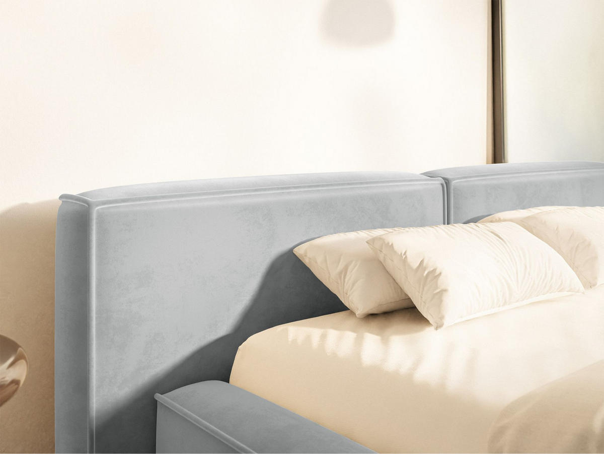 POLSTERBETT Tilves Low Hellgrau 160x200 cm - Hellgrau/Schwarz, Kunststoff/Textil (160/200cm) - Selsey