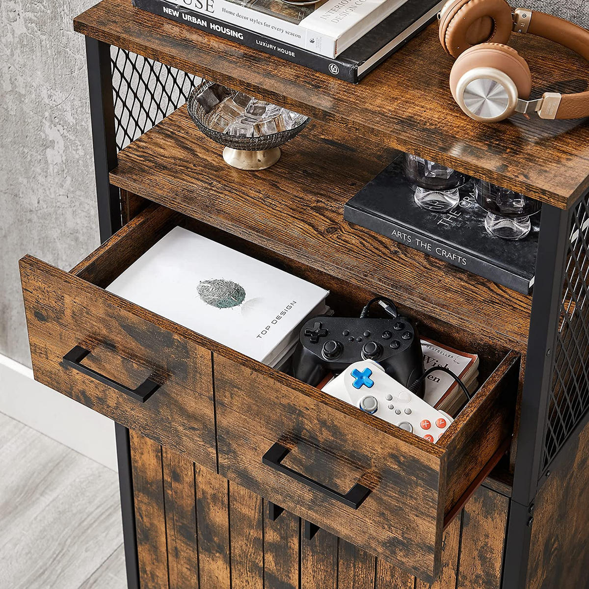 AUFBEWAHRUNGSSCHRANK SIDEBOARD - Braun, Textil (30/108/60cm) - Hansiro