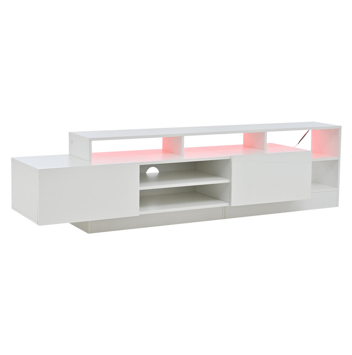 LOWBOARD 190/40/48,5 cm aus Spanplatte mit LED-Beleuchtung und Hochglanzfront Weiß - Weiß, Holzwerkstoff (190/48.5/40cm) - Modenvie