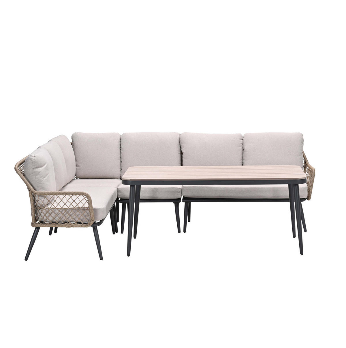 GARTENLOUNGESET Allasio 5-tlg., Premium Dining Set, Gartenmöbelset - Anthrazit, Metall - GARDEN IMPRESSIONS