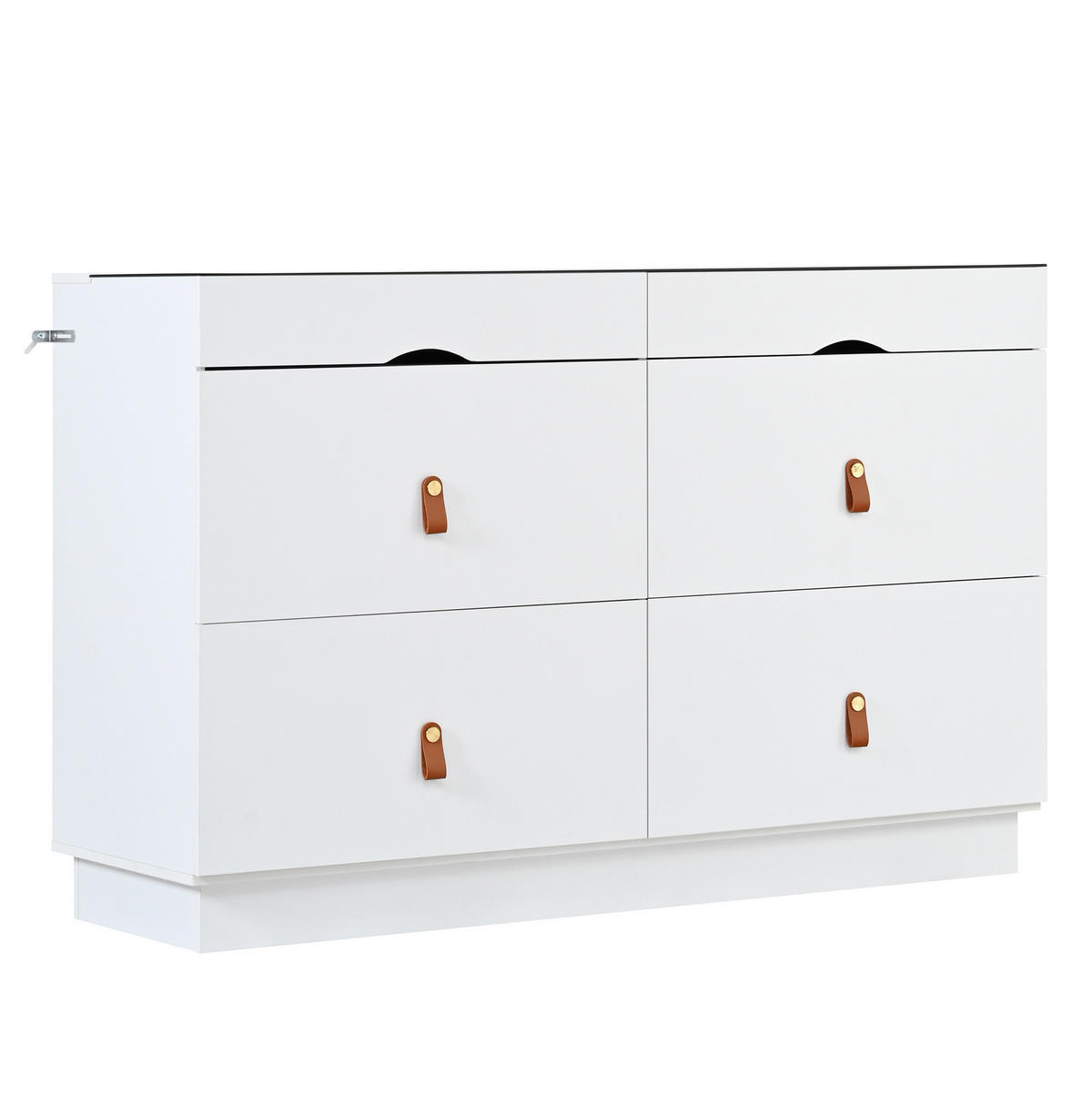 SIDEBOARD se skleněnou deskou, 120/40/78 cm, bílá, 6 zásuvek - bílá, kompozitní dřevo (120/78/40cm) - Modenvie