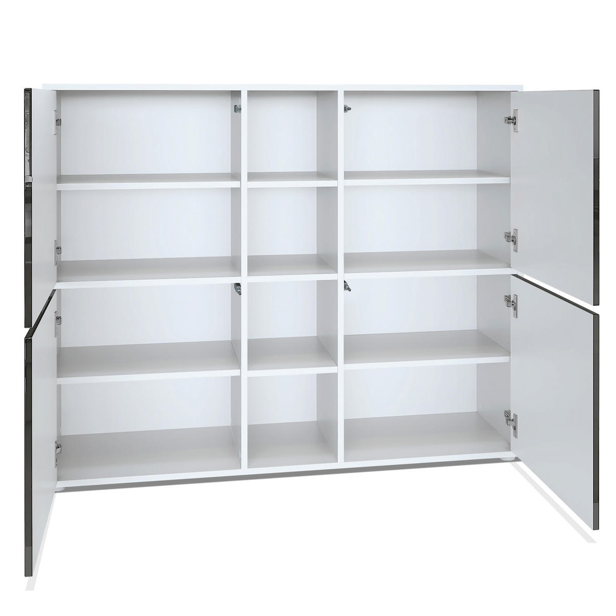 HIGHBOARD Cuba Türen in Grau Hochglanz - Grau, Holzwerkstoff (130.5/105.5/35.5cm) - Vladon