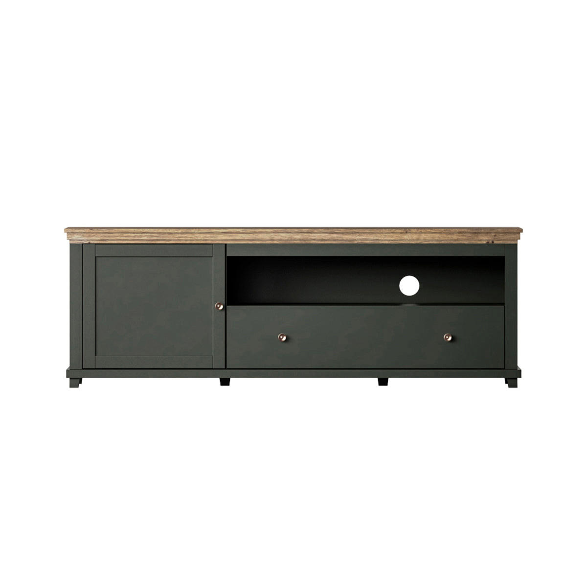 TV-MÖBEL Martin Grün und Holz - Grün, Holzwerkstoff (181/61/49cm) - Petits-meubles