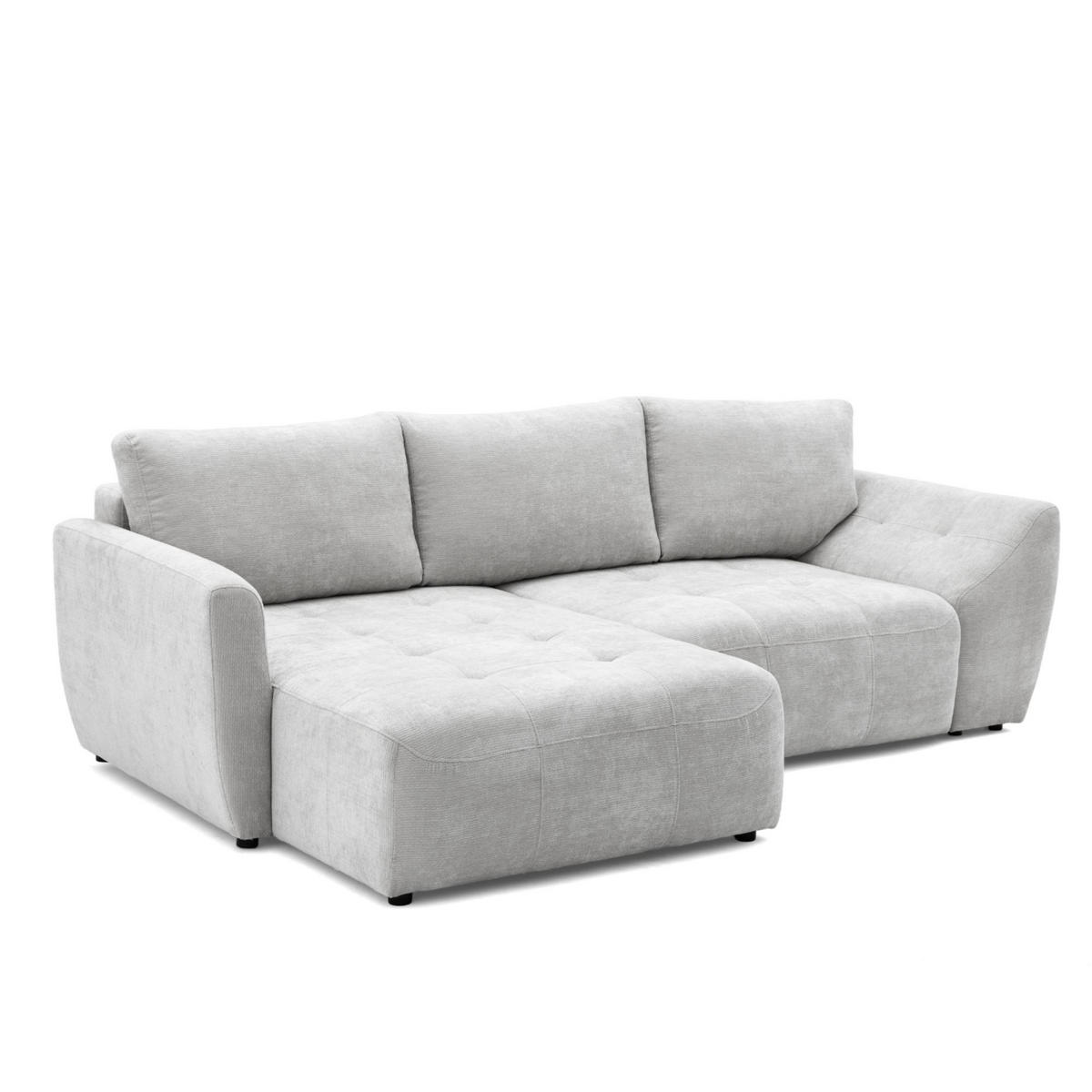 ECKSOFA NICE L Links mit Schlaffunktion 137x204 Chenille Hellgrau - Hellgrau/Schwarz, Holz/Textil (260/165cm) - Muffo