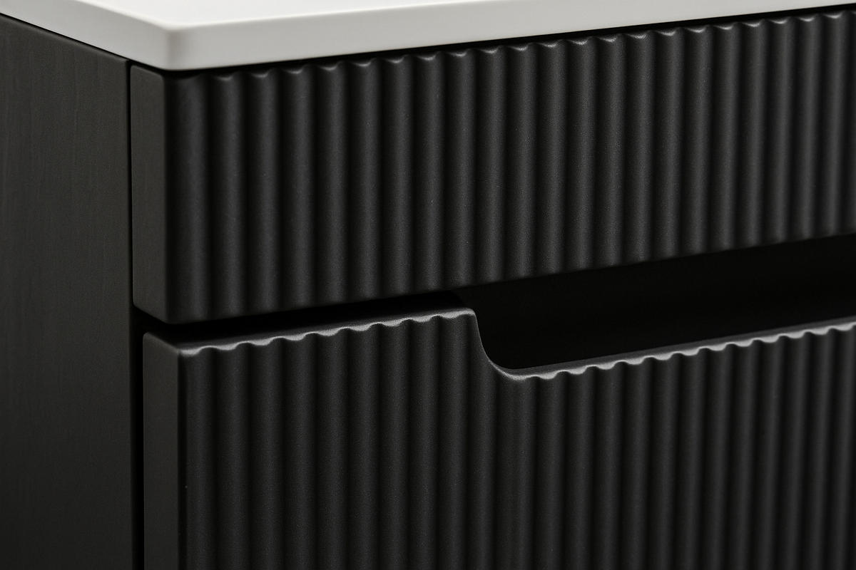 GÄSTE-WC-MÖBELSET Thermis 2 Teile Schwarz Matt - 40 x 22 x 53 cm - Schwarz, Holz (40/53/22cm) - Badplaats