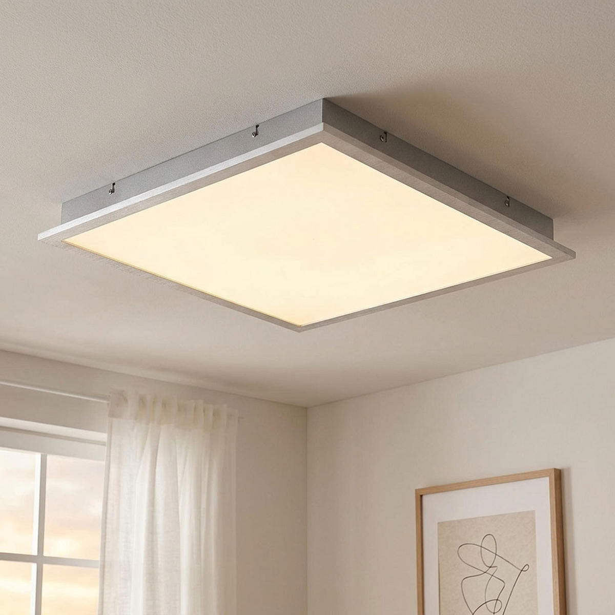 LED DECKENLEUCHTE Acryl Silber quadratisch - Silberfarben, Metall (60/60/6cm) - Globo Lighting