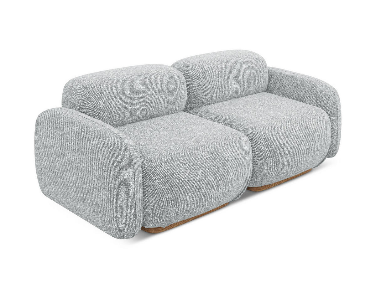 3-SITZER SOFA Strukturstoff Stoff Grau - Silberfarben/Braun, Holz/Textil (190/73/95cm) - Makamii