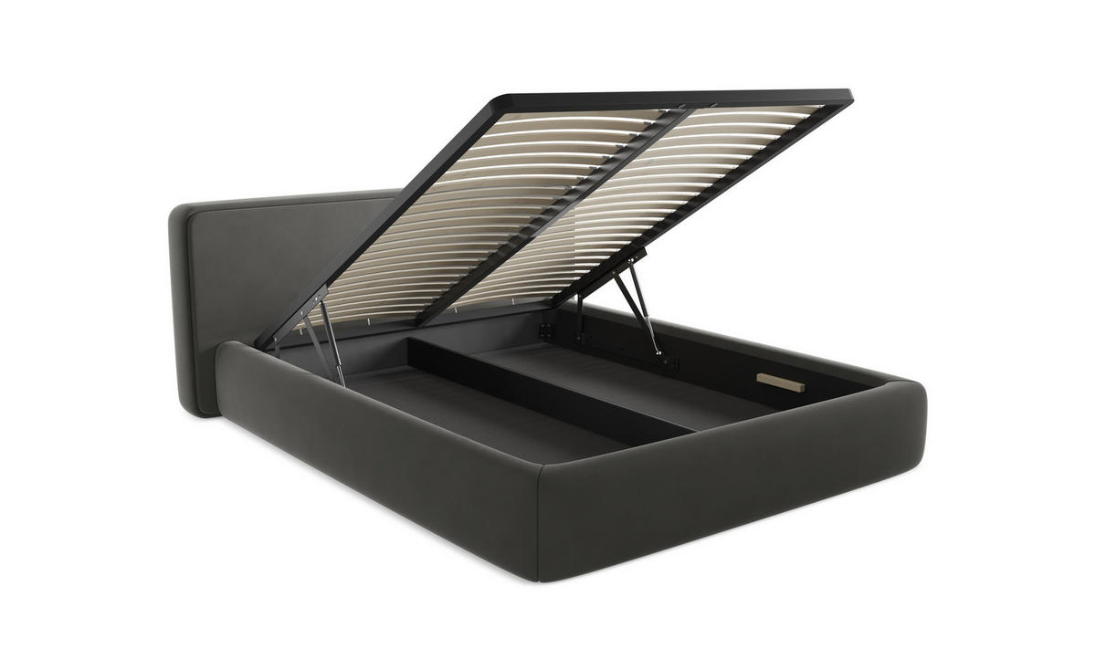 POLSTERBETT mit Bettkasten und Lattenrost 180x228 Schwarz - Schwarz, Kunststoff/Textil (160/200cm) - Makamii