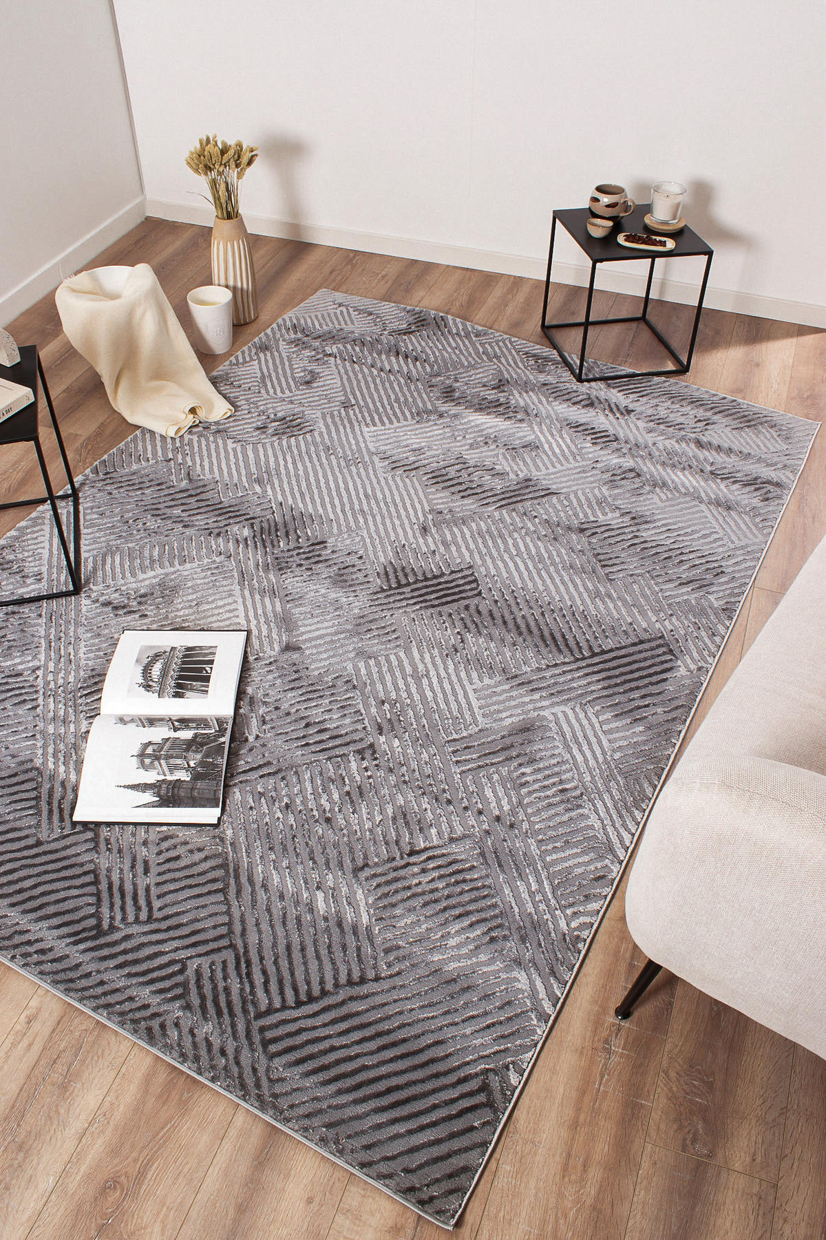 TEPPICH mit grafischem Muster in Grau Bianca 160x230 cm - Grau, Textil (160/230cm) - Nazar Rugs