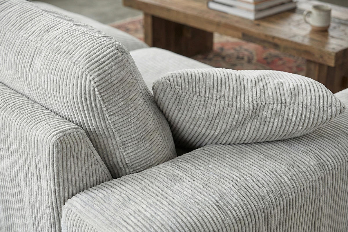 SOFA NETTA Hellgrau Cord - Hellgrau/Braun, Birkenholz/Textil (226/90/116cm) - KAWOLA
