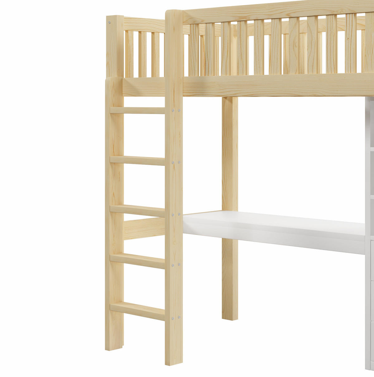 HOCHBETT 90/200 cm Natur aus Kiefernholz und MDF mit Schreibtisch und Stauraum - Naturfarben, Holz (90/200cm) - OKMYHOME