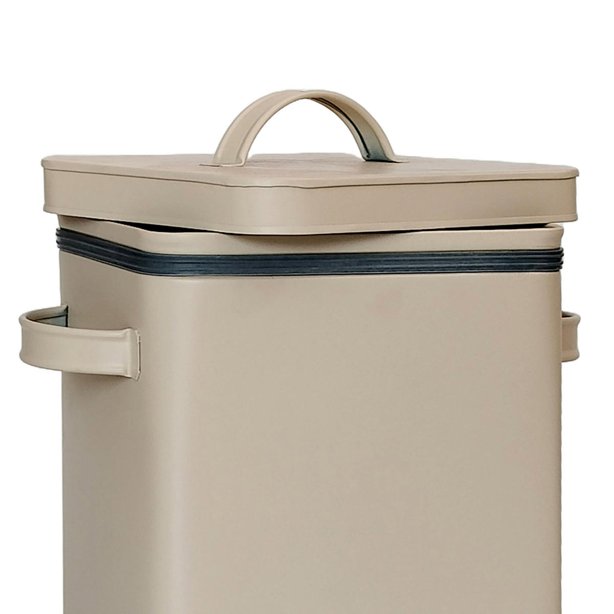 METALLBOX - Beige, Kunststoff/Metall (24.5/27.5/16cm) - Relaxdays