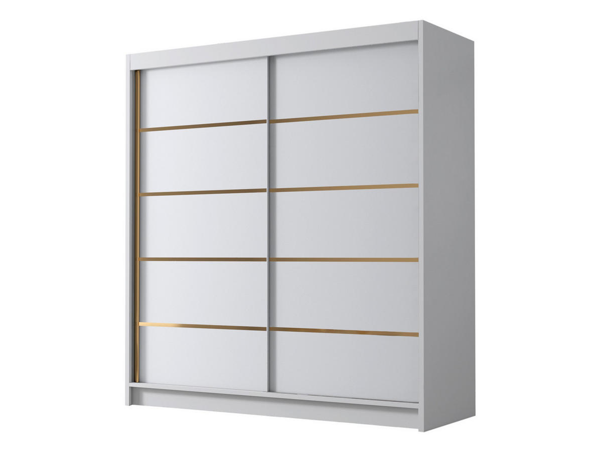 SCHIEBETÜRENSCHRANK Bali IV - Goldfarben/Weiß, Holzwerkstoff/Metall (180/215/58cm) - MIRJAN24