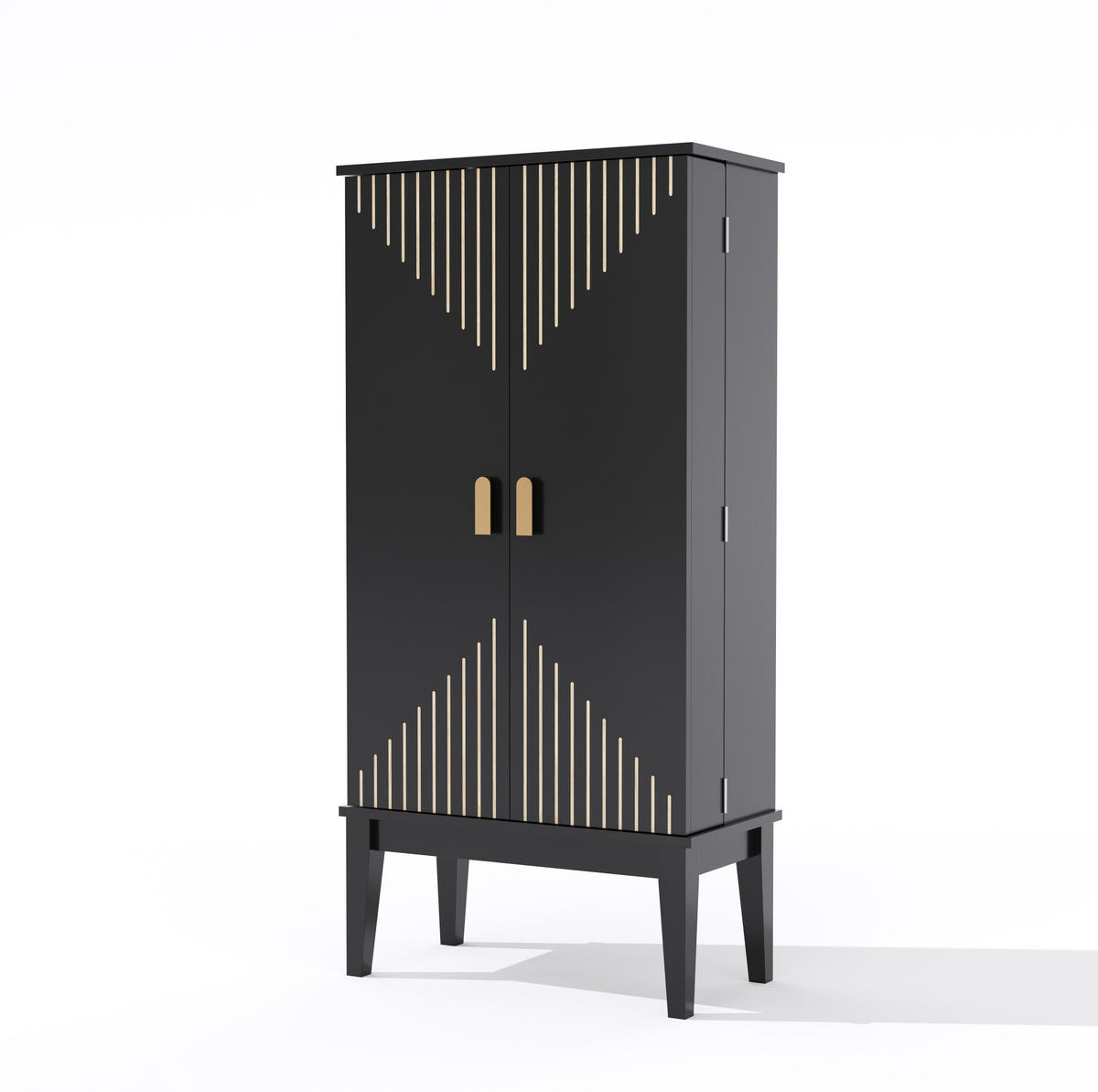 KUHINJSKI ormar 120/30/59 cm crni od MDF-a s 2 vrata i 5 polica - crna, drvni materijal (59/120/30cm) - OKWISH