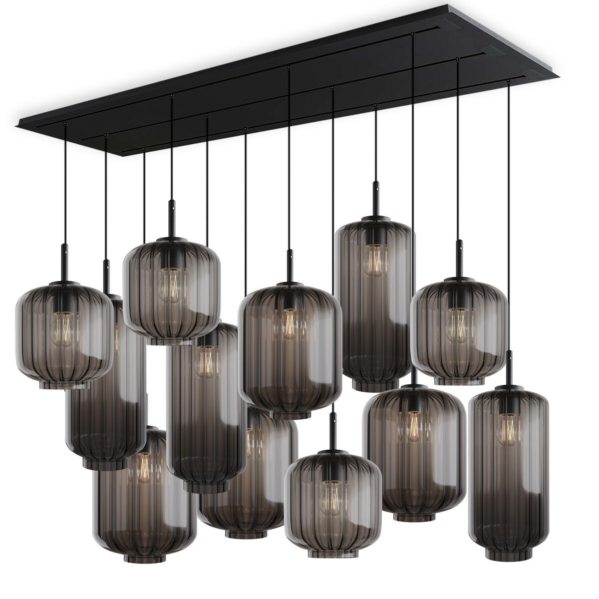 HÄNGELEUCHTE Velo 12-flammig Rauch Ø 18/20/25cm - Anthrazit/Schwarz, Glas (25/25/27cm) - s.luce