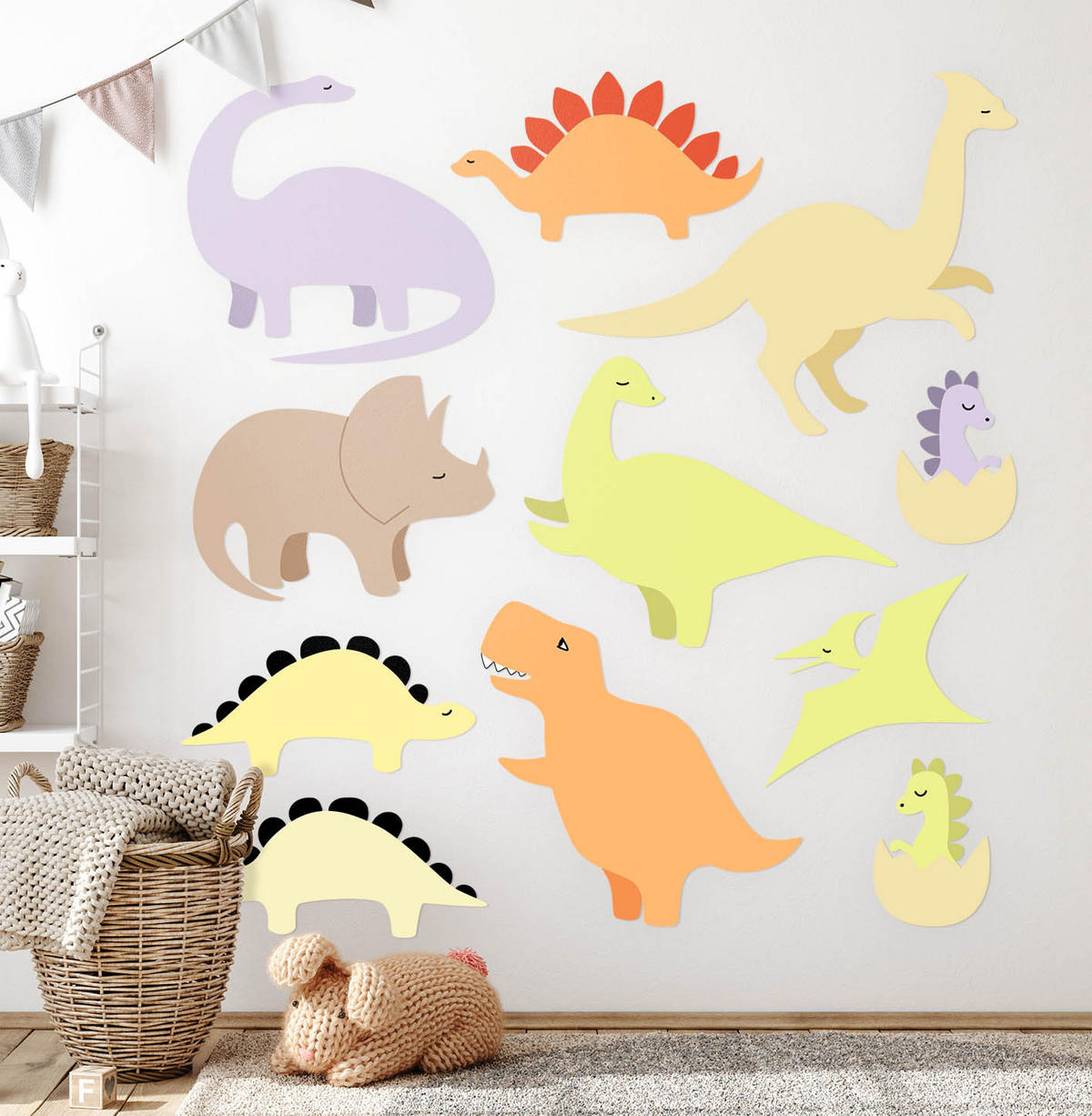 AUFKLEBER 130x183 cm Süße Dinosaurier - Gelb, Kunststoff (130/183/0.1cm) - TULUP