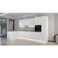L-KÜCHE Velmora Weiß Hochglanz – 355 × 170 cm – KÜ-AS-017 – Weiß / Hochglanz - Weiß, Holzwerkstoff (355/212/58cm) - ROYAL24_MARKT